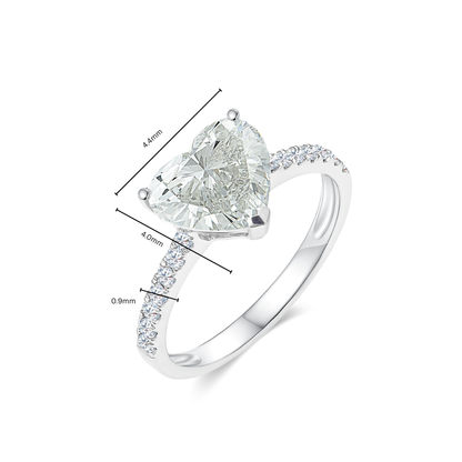 TDG 10K White Gold Lab-Grown Heart Shape Diamond Ring