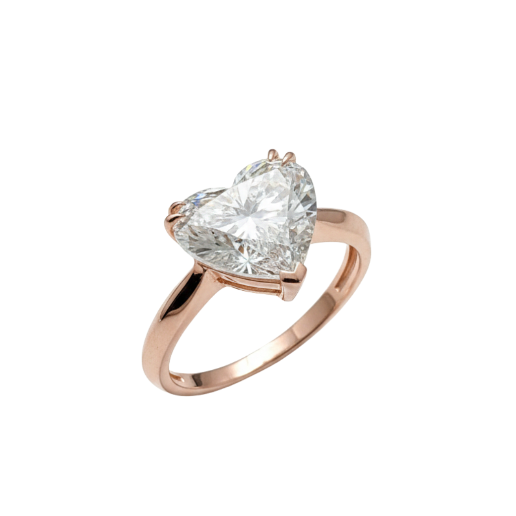 TDG 18K Rose Gold Lab-Grown Heart-Shaped Diamond Ring (With IGI Certificate)