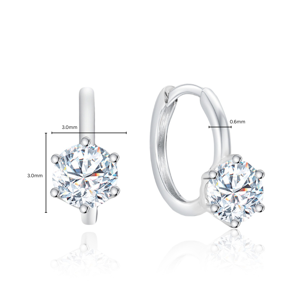 TDG 10K White Gold Lab-Grown Round Diamond Classic Hoop Earrings