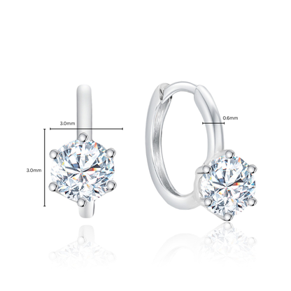 TDG 10K White Gold Lab-Grown Round Diamond Classic Hoop Earrings