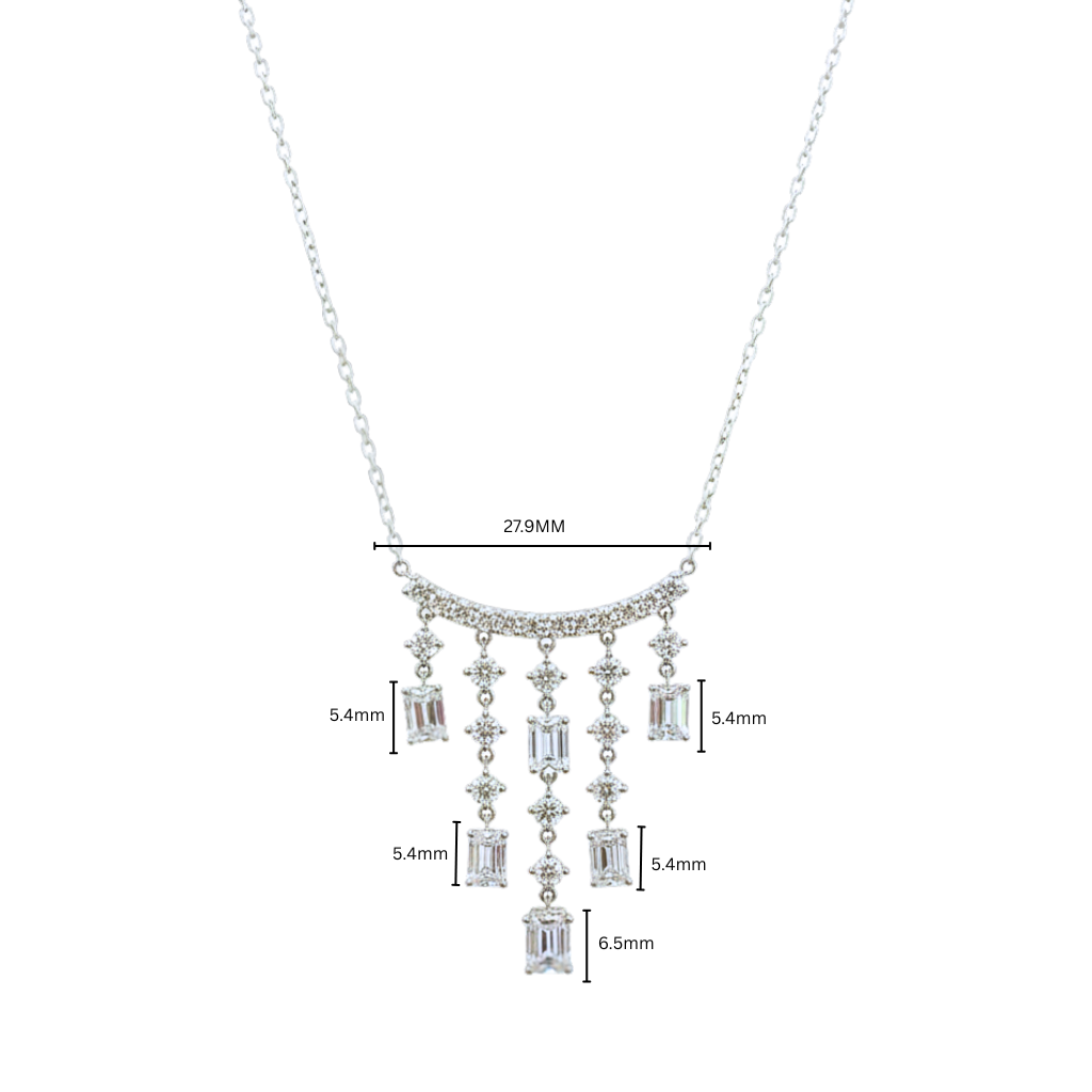 TDG 10K Gold Emerald-Cut Diamond Fringe Necklace - Graduated Tassel Drop Pendant