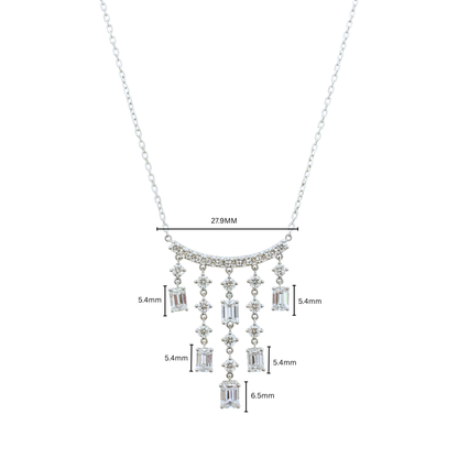TDG 10K Gold Emerald-Cut Diamond Fringe Necklace - Graduated Tassel Drop Pendant