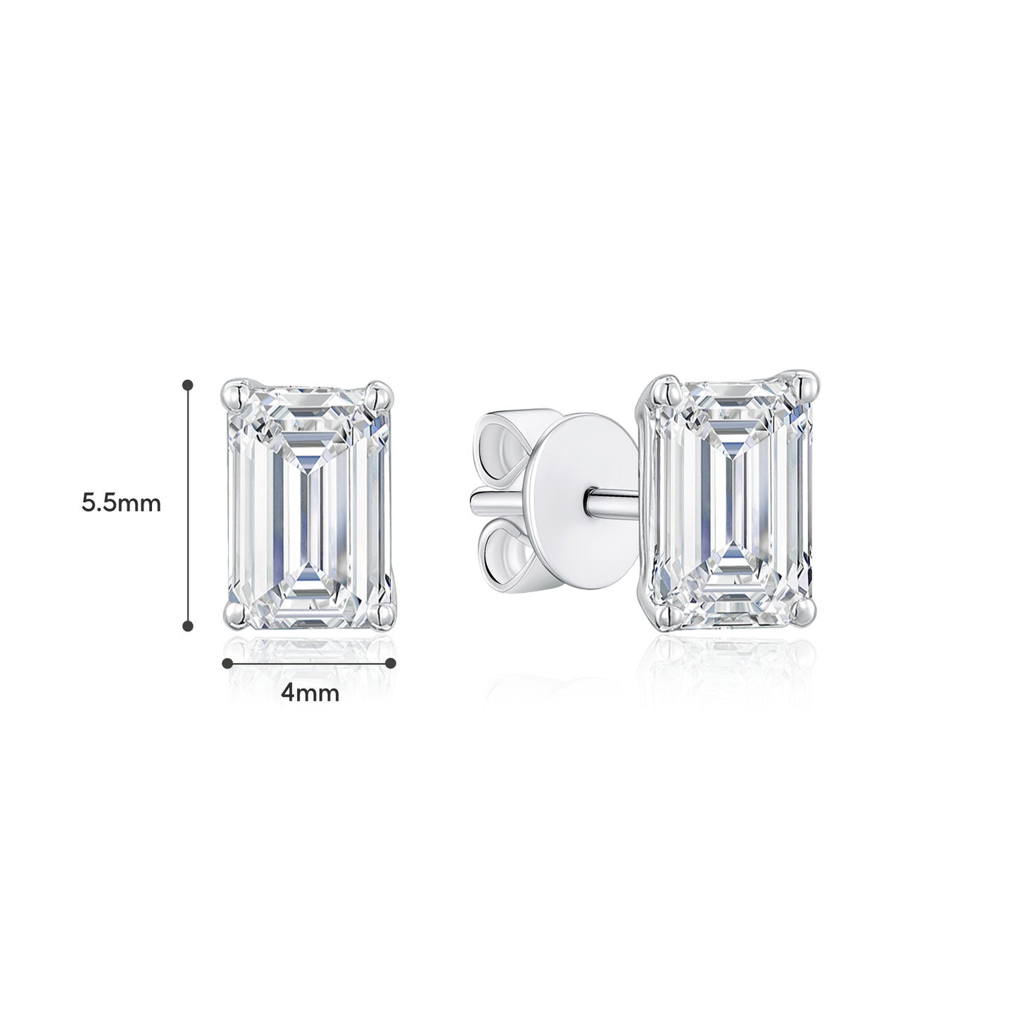 TDG 10K Gold Lab Grown Diamond Emerald Cut Stud Earrings – 0.9TCW±