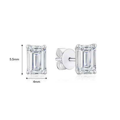 TDG 10K Gold Lab Grown Diamond Emerald Cut Stud Earrings – 0.9TCW±