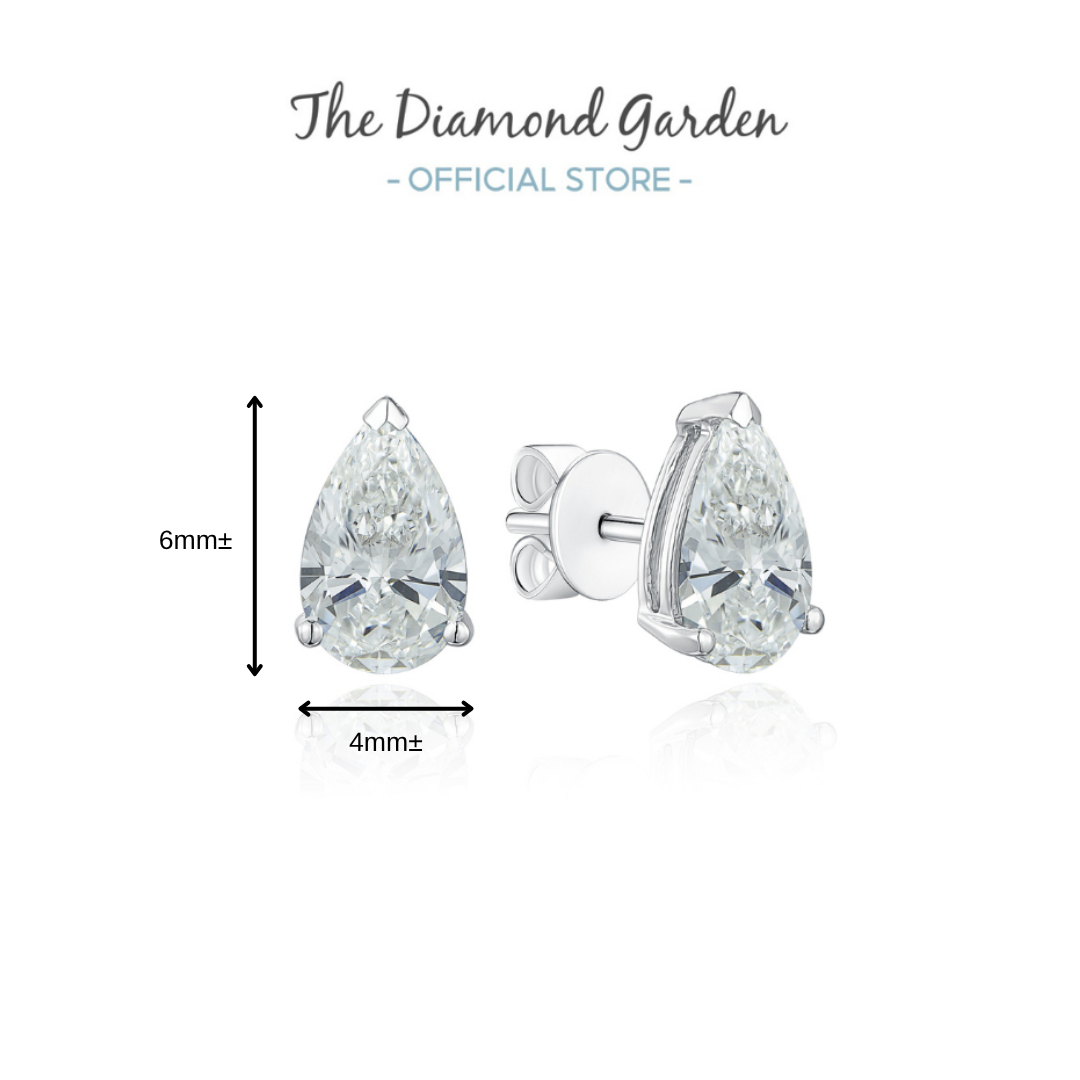 TDG 10K Gold Lab Grown Diamond Tear Drop/Pear Cut Stud Earrings - 0.6TCW