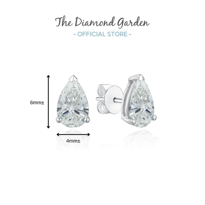 TDG 10K Gold Lab Grown Diamond Tear Drop/Pear Cut Stud Earrings - 0.6TCW