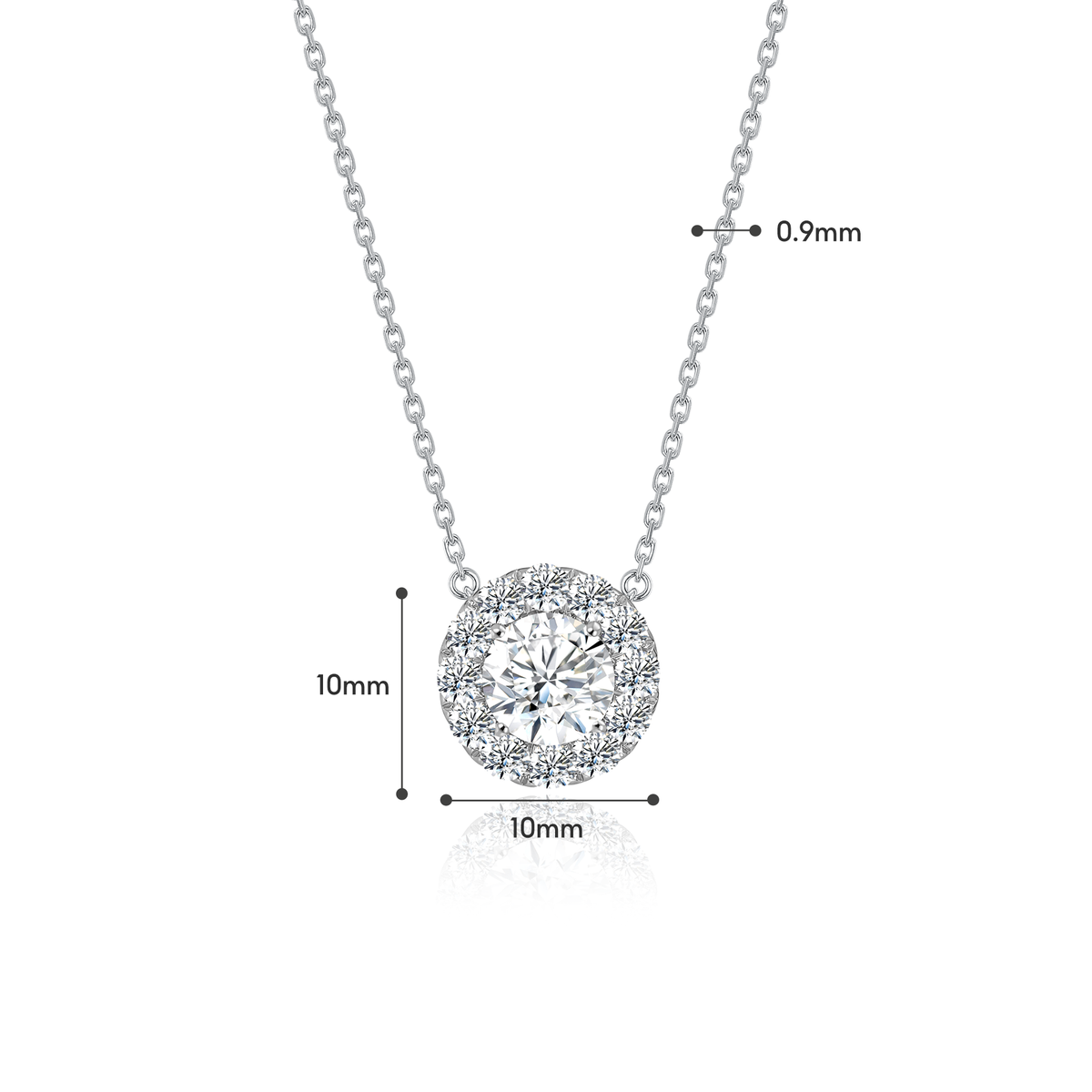 TDG 10K Gold Lab Grown Diamond Classic Halo Necklace - 0.8CT± Centre
