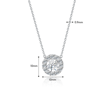 TDG 10K Gold Lab Grown Diamond Classic Halo Necklace - 0.8CT± Centre