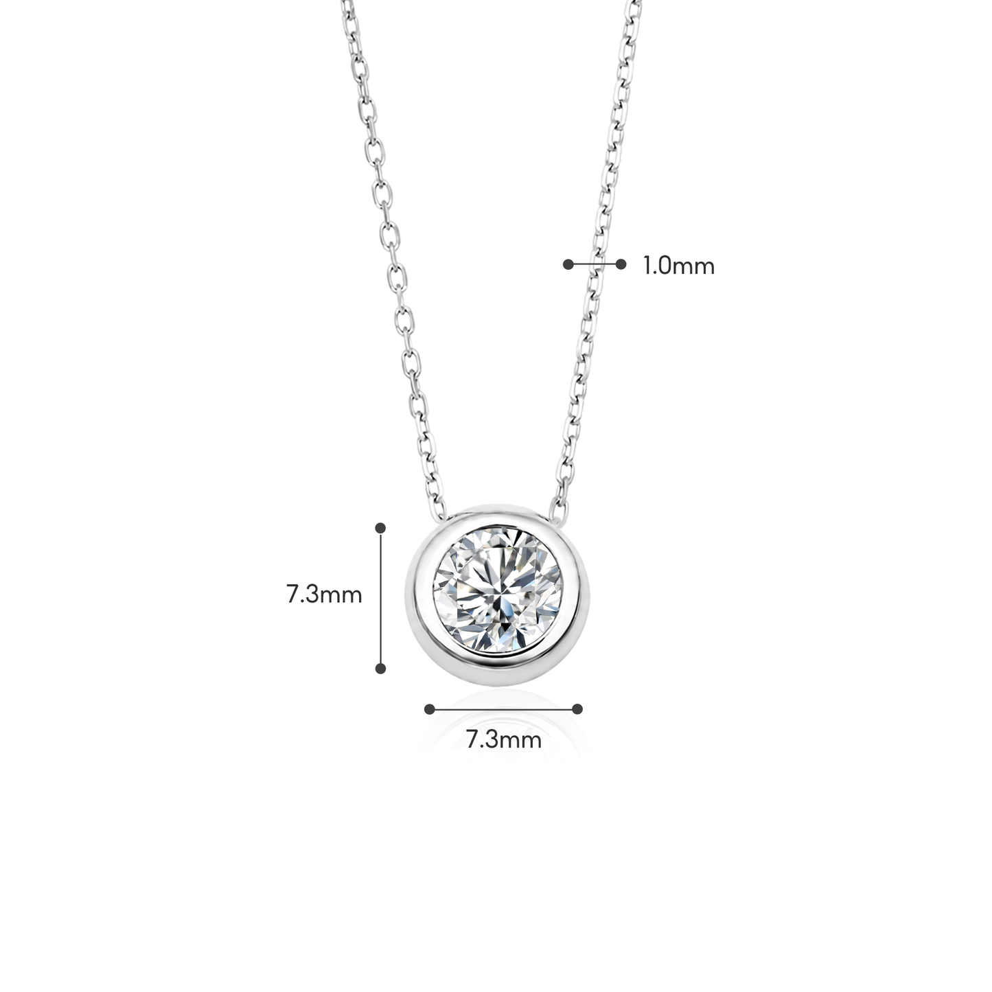 TDG 10K Gold Lab Grown Diamond Bezel Solitaire Necklace – 0.5CT±