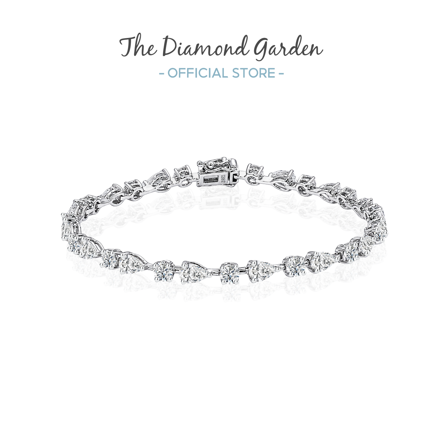 TDG 10K Gold Lab Grown Diamond Mixed Round & Pear Cut Tennis Bracelet – 4.5TCW±