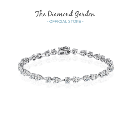 TDG 10K Gold Lab Grown Diamond Mixed Round & Pear Cut Tennis Bracelet – 4.5TCW±