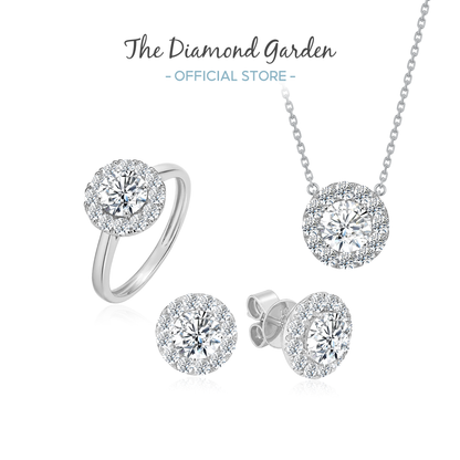 TDG 10K Gold Lab Grown Diamond Classic Halo Necklace - 0.8CT± Centre