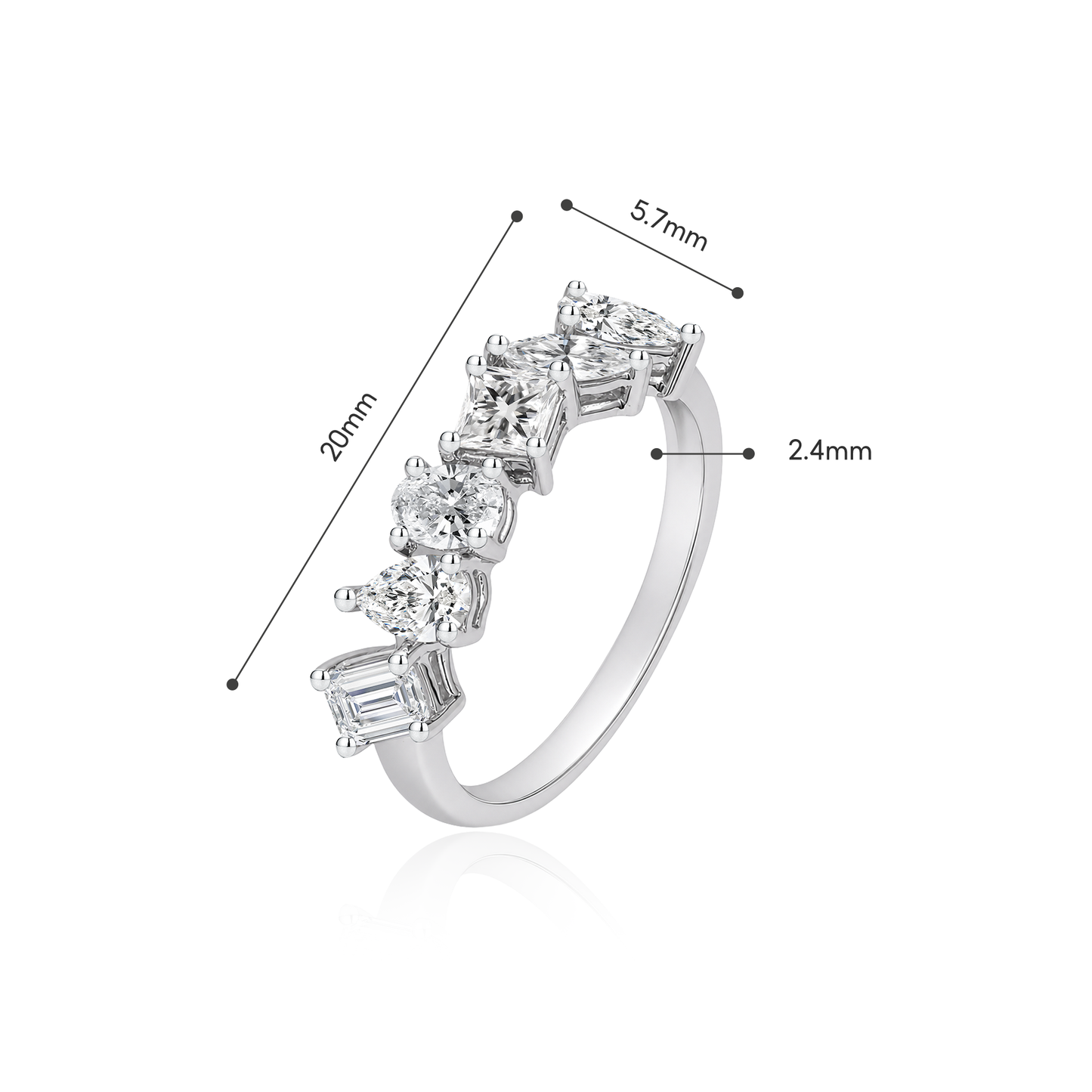 TDG 10K Gold Lab Grown Diamond Mixed Fancy Cut Ring – 1.2TCW±