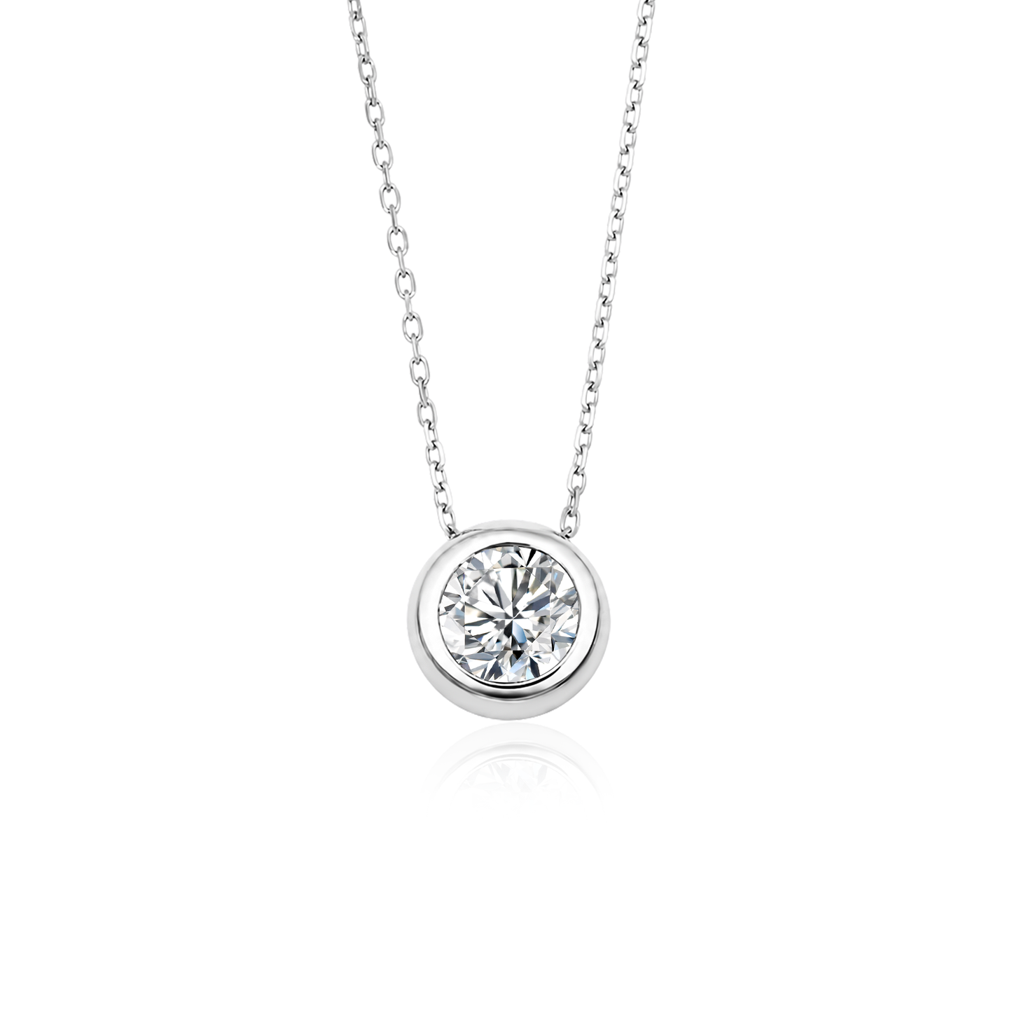 TDG 10K Gold Lab Grown Diamond Bezel Solitaire Necklace – 1CT±