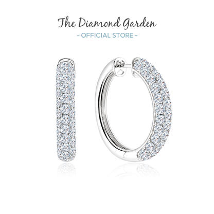 TDG 10K Gold Lab Grown Diamond Lumina Oversized Pavé Hoop Earrings
