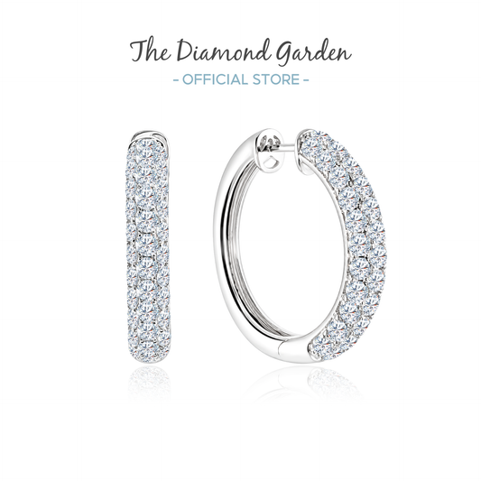 TDG 10K Gold Lab Grown Diamond Lumina Oversized Pavé Hoop Earrings