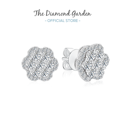 TDG 10K White Gold Lab Grown Diamond Bloom Earrings – 1.5TCW±