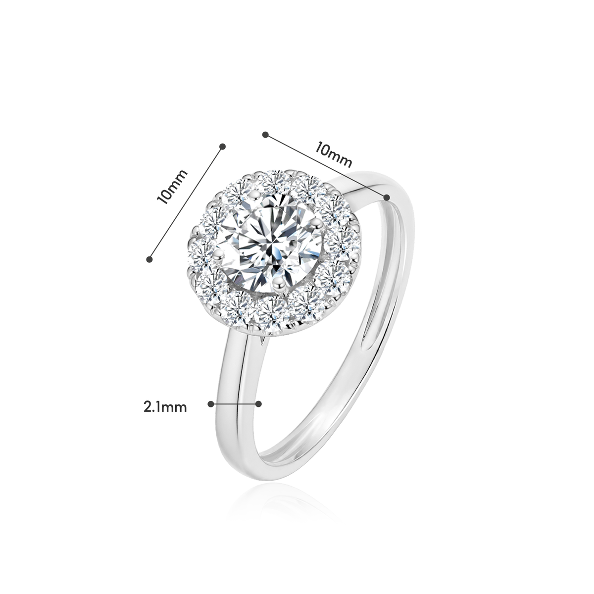TDG 10K Gold Lab Grown Diamond Classic Halo Ring - 0.8CT± Centre