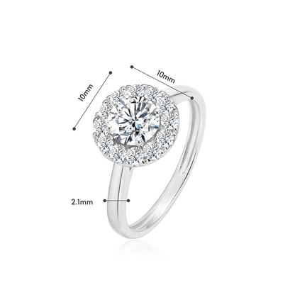 TDG 10K Gold Lab Grown Diamond Classic Halo Ring - 0.8CT± Centre