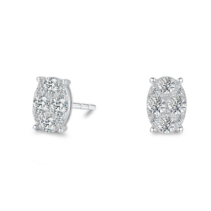 10K Gold Oval-Shaped Cascade Lab Grown Diamond Stud Earrings