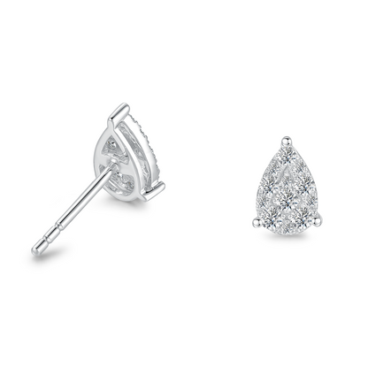 10K Gold Pear-Shaped Cascade Lab Grown Diamond Stud Earrings