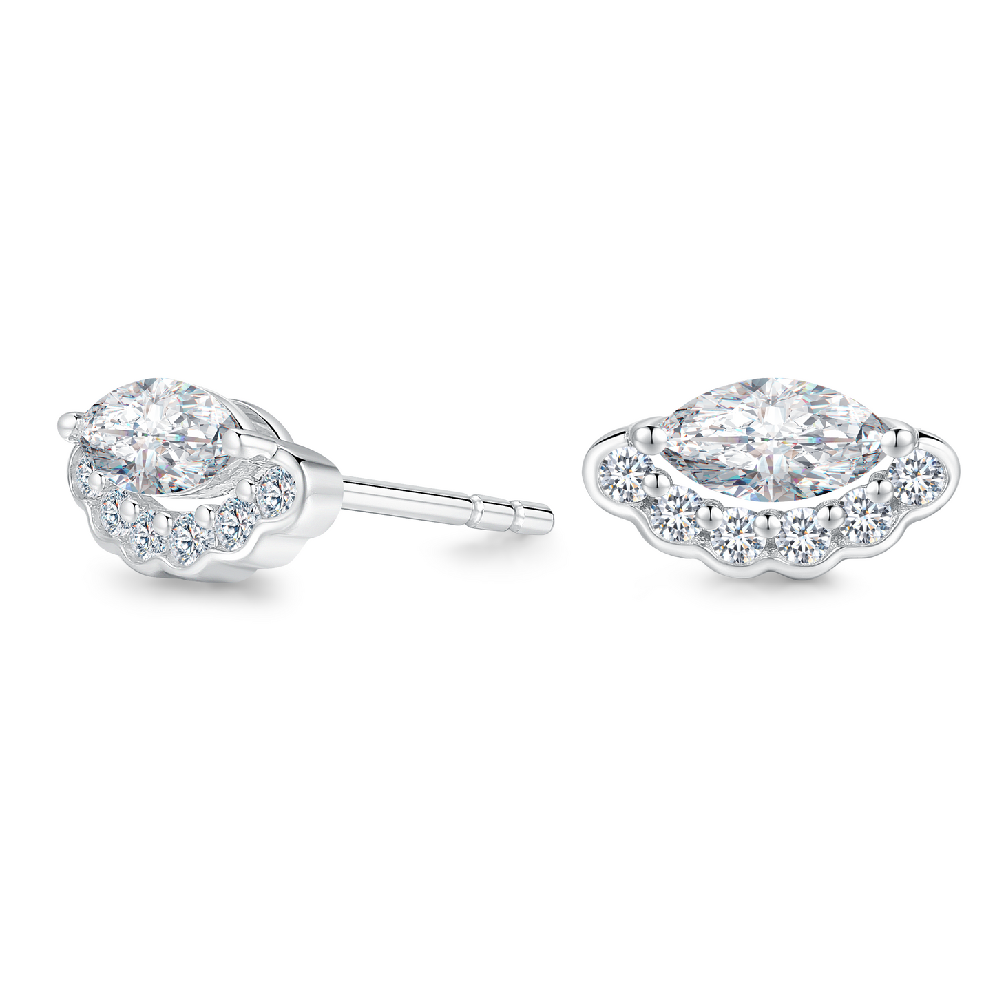 10K Gold Marquise-cut Lab Grown Diamond Stardust  Stud Earrings