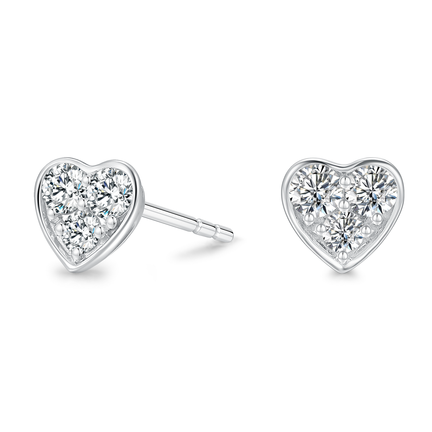 10K Gold Heart-Shaped Cascade Lab Grown Diamond Stud Earrings