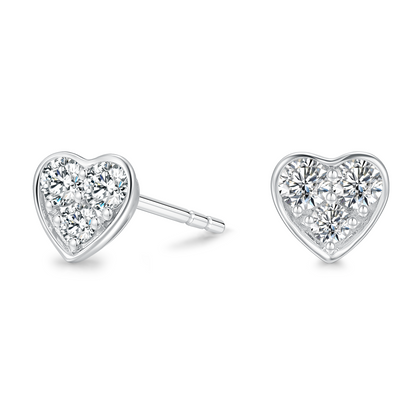 10K Gold Heart-Shaped Cascade Lab Grown Diamond Stud Earrings