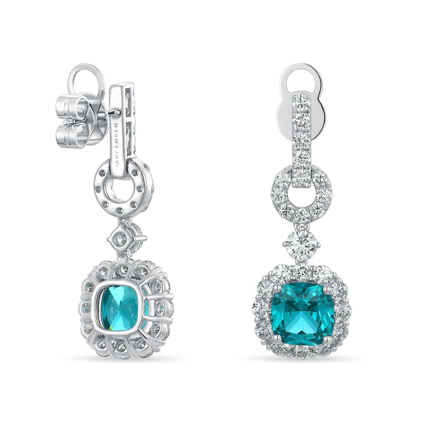 10K Gold Lab Grown Paraiba Tourmaline and Diamond Stud Earrings