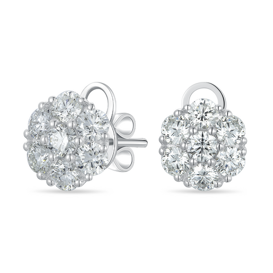 10K Gold Flower-Shaped Cascade Lab Grown Diamond Stud Earrings