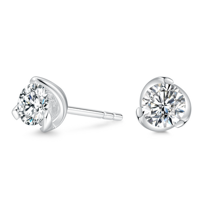 10K Gold Rotating Setting Lab Grown Diamond Stud Earrings