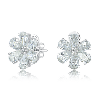 10K Gold Flower-Shaped Lab Grown Diamond Stud Earrings