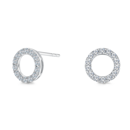 10K Gold Circle Design Lab Grown Diamond Stud Earrings