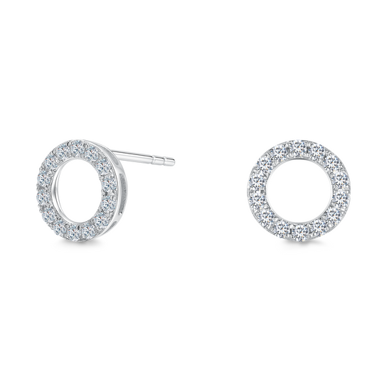 10K Gold Circle Design Lab Grown Diamond Stud Earrings