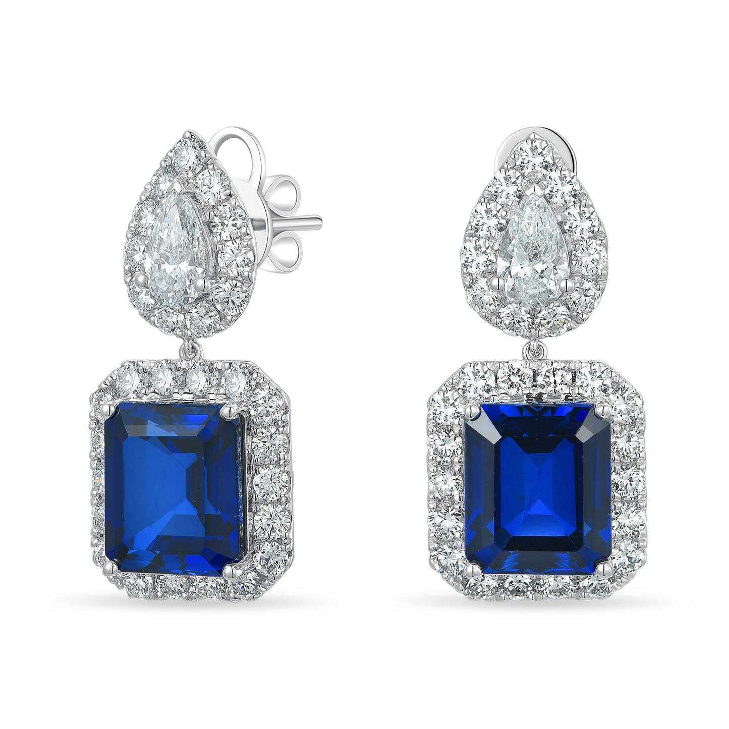 10K Gold Lab Grown Blue Sapphire and Diamond Stud Earrings – The ...