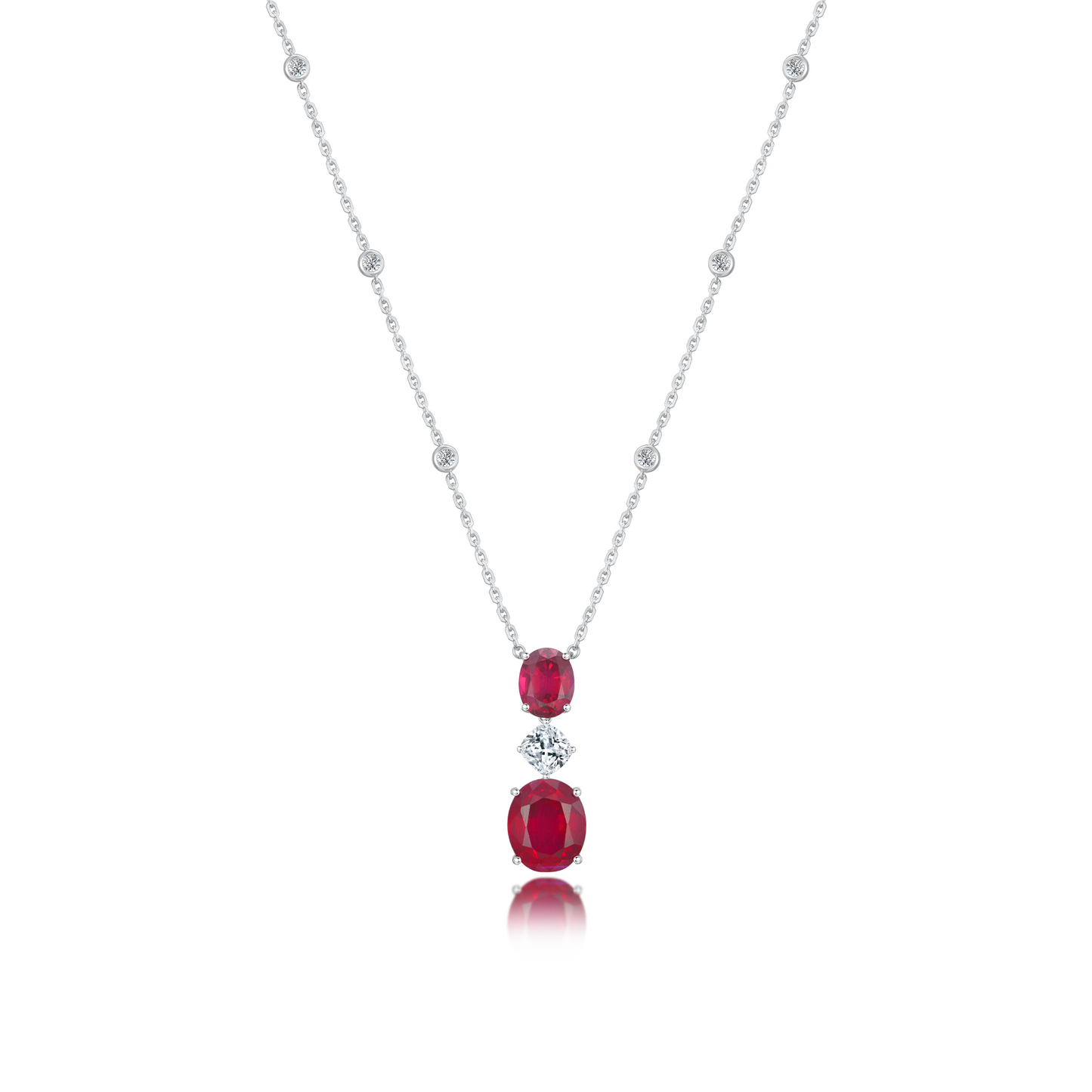 10K Gold Lab Grown Ruby and Diamond Necklace