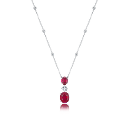 10K Gold Lab Grown Ruby and Diamond Necklace