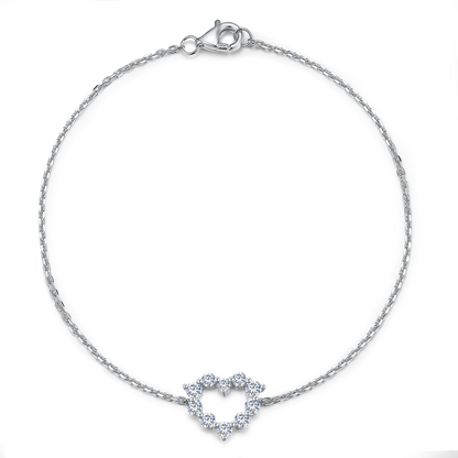 10K Gold Lab Grown Diamond Hollow Heart-shaped Bracelet