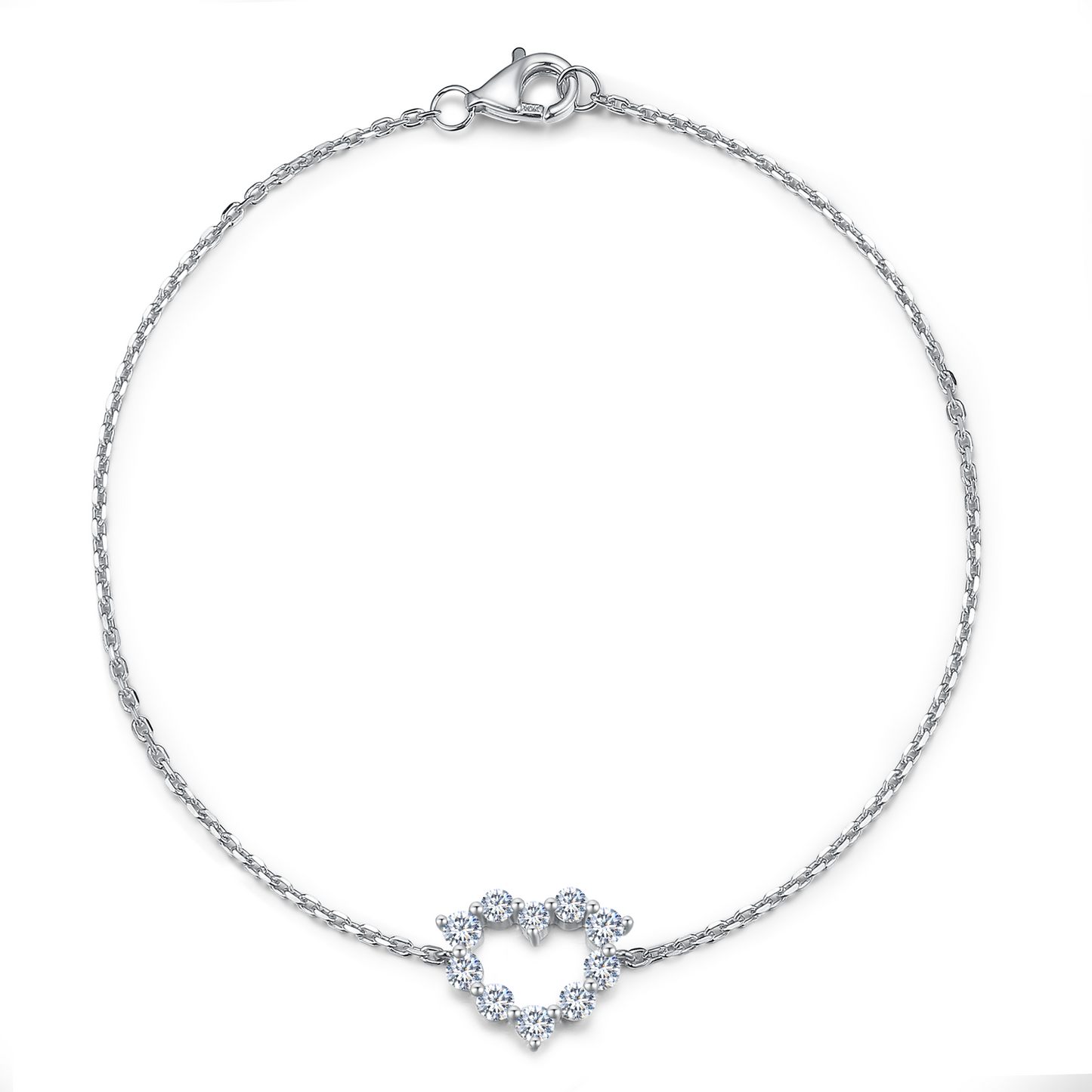 10K Gold Lab Grown Diamond Hollow Heart-shaped Bracelet