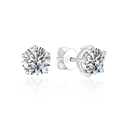 10K Gold Round Brilliant Lab Grown Diamond 5 Prong Stub Earrings