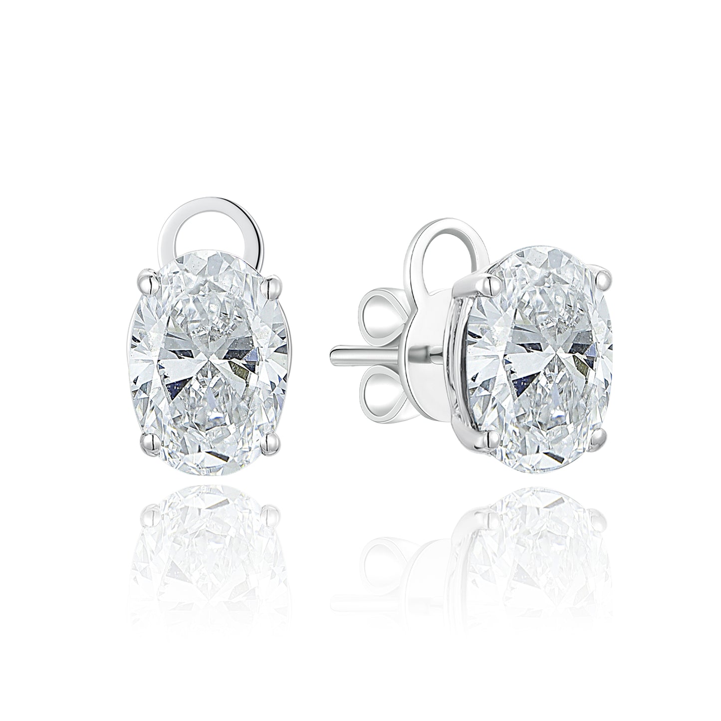 10K Gold Oval Cut Lab Grown Diamond Stub Earrings with IGI Certificate