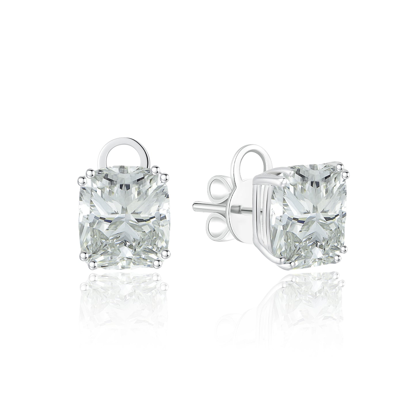 10K Gold Cushion Cut Lab Grown Diamond Stub Earrings with IGI Certificate