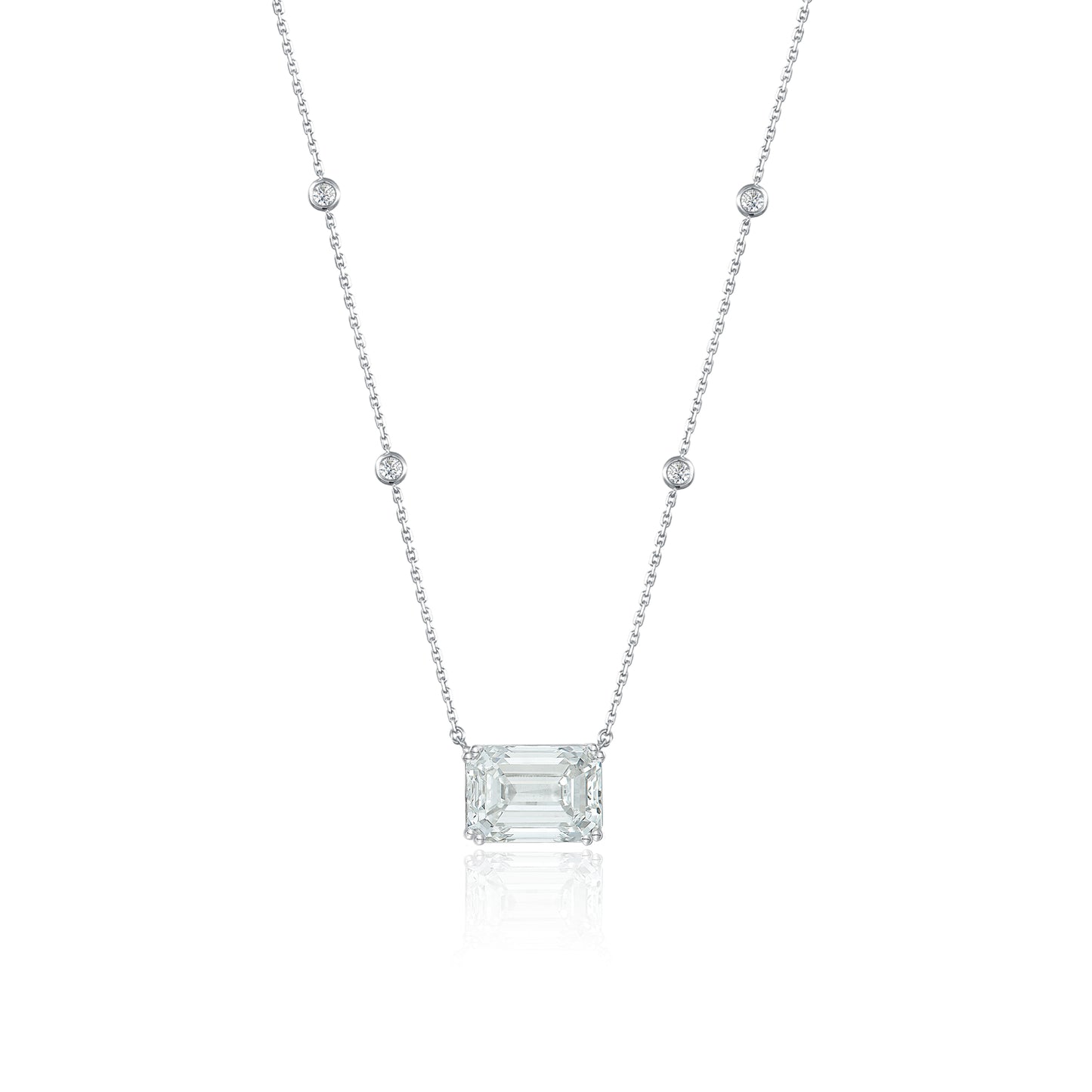 10K Gold Emerald Cut Lab Grown Diamond Necklace with IGI Certificate