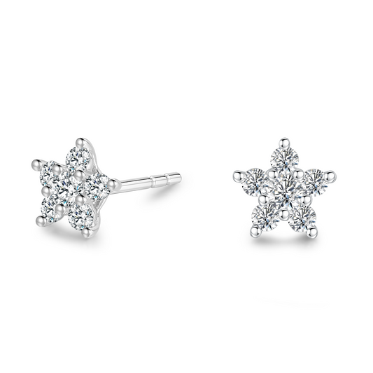 10K Gold Star-Shaped Cascade Lab Grown Diamond Stud Earrings