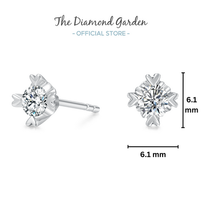 10K Gold Round Cut with Tiny Hearts Lab Grown Diamond Earrings