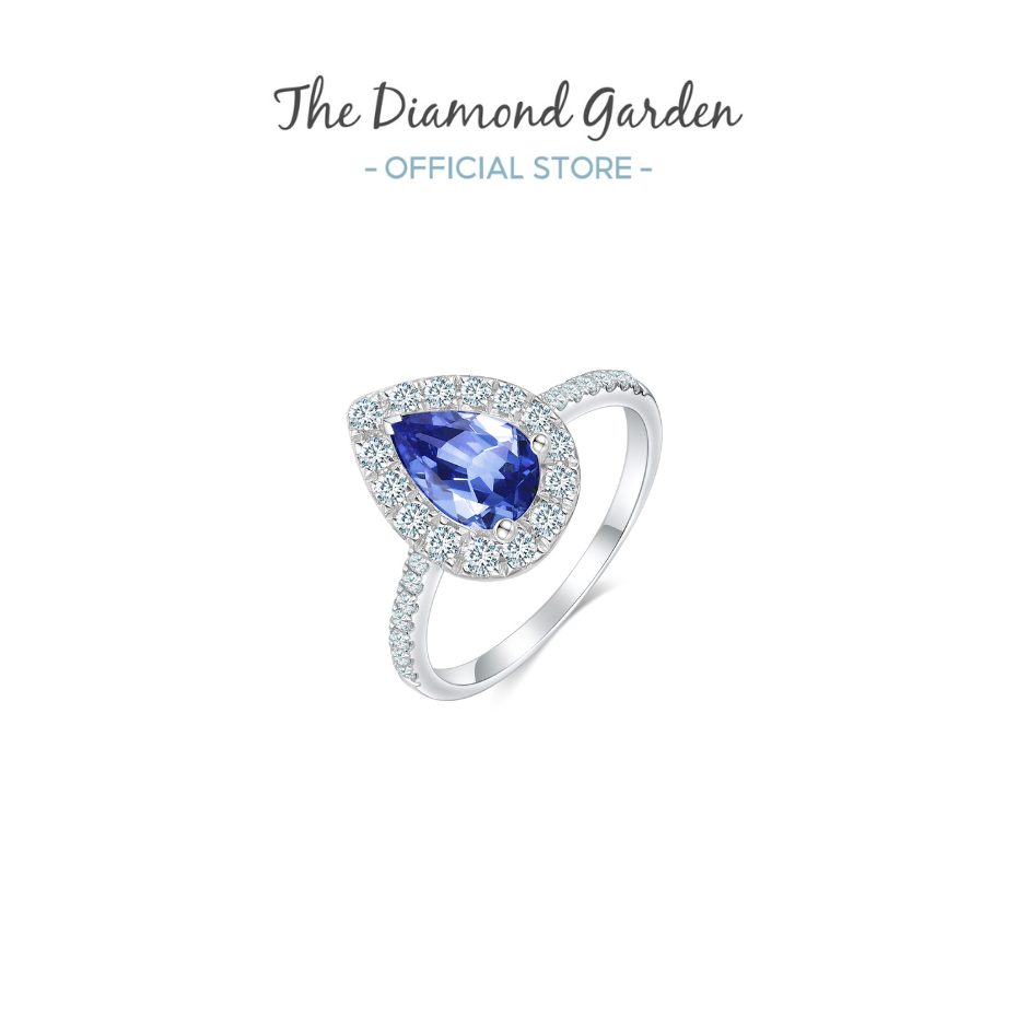 10K Gold Lab Grown Blue Sapphire Diamond Ring