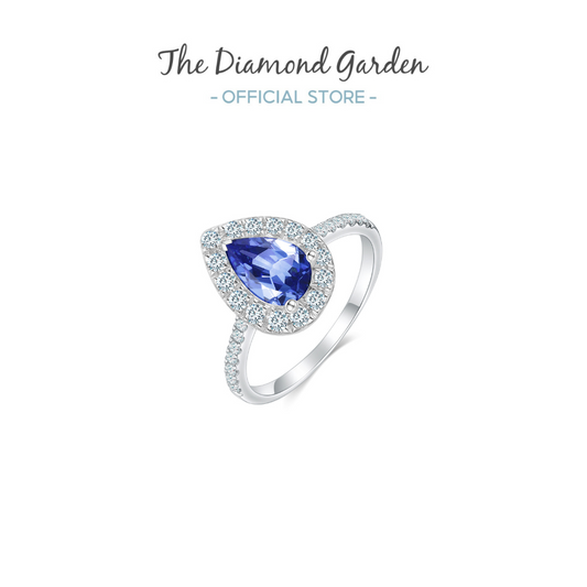 10K Gold Lab Grown Blue Sapphire Diamond Ring