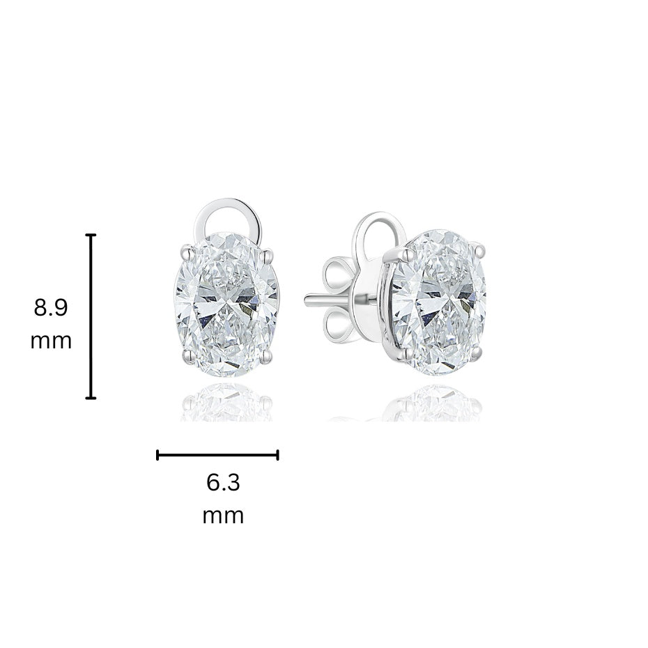 10K Gold Oval Cut Lab Grown Diamond Stub Earrings with IGI Certificate