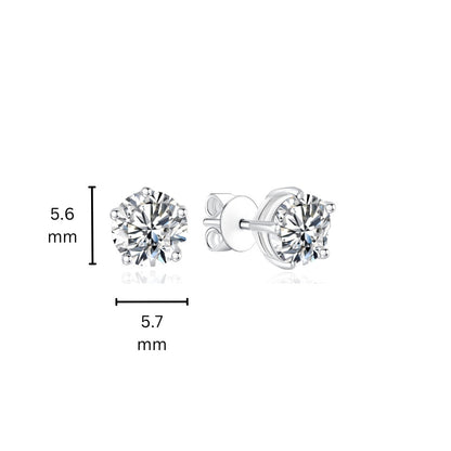 10K Gold Round Brilliant Lab Grown Diamond 5 Prong Stub Earrings