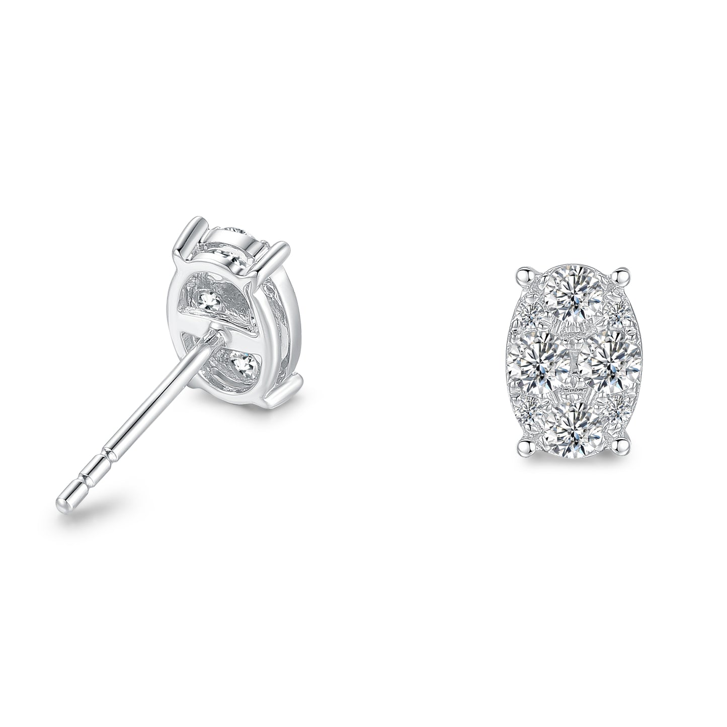 10K Gold Oval-Shaped Cascade Lab Grown Diamond Stud Earrings